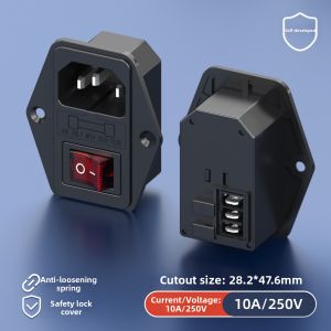 kuicc | Integrated 3-in-1 AC Power Socket for Cabinet/Enclosure Three Vertical Prongs