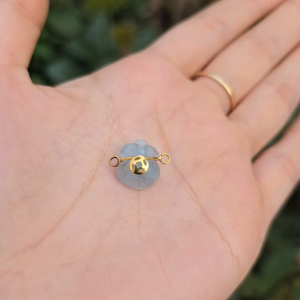 Q2392 Charm túi tiền đá Aquamarine 11x12mm móc kim tiền V10k 2 khoen lỗ 2 bên túi Thủy và Mộc - Phong Thuỷ TUDO P
