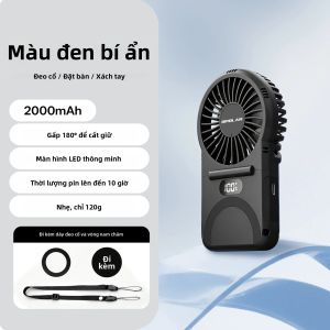 Quạt Mini Cầm Tay OPOLAR Có Thể Gấp Gọn Đeo Cổ 5 Tốc Độ Sạc USB Màn Hình LED 2000mA - Quạt Làm Mát Cầm Tay & Để Bàn