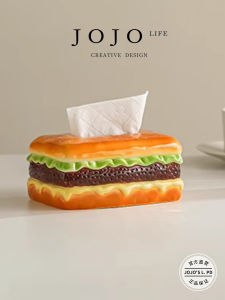 JOJOS L. PD.Duochu Ceramic Tissue Box Creative Living Room Coffee Table Pull out Tissue Box Burger Shape Rectangular Design