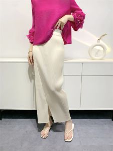 Fairy Long Skirt Womens Temperament Slim-Fit Pleated Skirt High Waist Slit Skirt Special-Interest Design B23006
