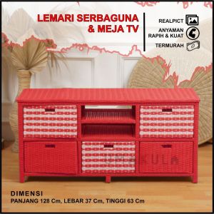 LEMARI RAK TV DAN DVD MOTIF LORENG WARNA WARNI ROTAN SINTETIS MURAH / LACI SERBAGUNA MODERN / RAK PENYIMPANAN BAJU /BERKAS MEJA TV  DVD MINIMALIS TERMURAH 2023