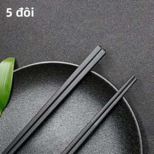 Hợp Kim Màu Đen Đũa Ăn Thực Phẩm Trung Quốc Có Thể Tái Sử Dụng Chống Trơn Trượt Có Thể Giặt Được An Toàn Cho Đồ Ăn Cao Cấp Khử Trùng Bằng Nhiệt Độ Cao 5/10 Đôi