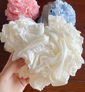 High Quality Thickened Large Size Bath Ball Lace Edge Foam Bath Gel Multi-foaming Tight Bath Flower in Various Colors