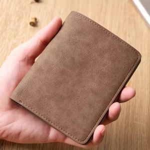 Retro Short Wallet for Men Valentines Day Gift Boyfriend Birthday Unique Design Coin Purse Card Holder PU Leather Horizontal