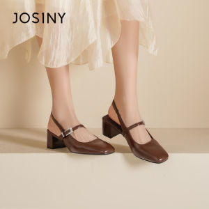 Josiny | Chunky Heel Retro Style Women Sandals Peep Toe Slip On Shoes