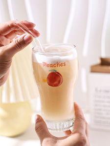 Cute Rabbit Original Print Glass Cup with Straw Beer Drinkware Dessert Cup Lovely Animal Design Water Bottle for Everyone