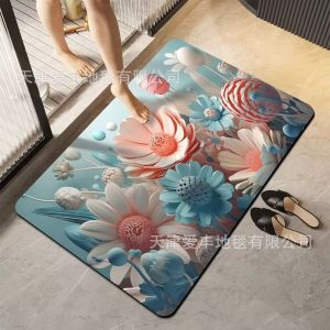 VIKAMA New Chinese Flower Bath Carpet Water Absorbing Anti slip Quick drying Foot Mat Toilet Entrance Floor Mat