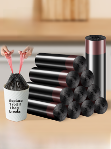 Happy Fish Drawstring Kitchen Trash Bags Thickened Plastic Handheld Cords Storage Sack Office Use Waste Disposal Bags