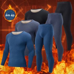 Bộ Đồ Lót Giữ Nhiệt Nam 2 Món Quần Dài Dệt Kim Và Áo Dài Tay Cho Thanh Thiếu Niên Thời Trang Thu Đông Polyester Spandex Blend