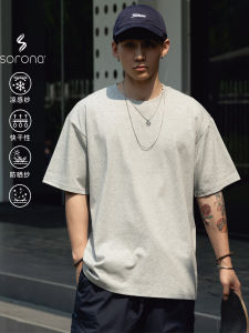 เสื้อยืดแขนสั้นหลวมๆ สไตล์สตรีท สำหรับผู้ชาย ทรงหลวม คอกลม สีพื้น ทรงหลวม สำหรับใส่ไปทำงาน เสื้อเชิ้ตพื้นฐาน