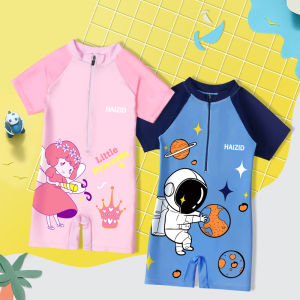 Professional Childrens One-Piece Swimsuit Quick Dry Sunscreen Boys Girls Elementary School Swimwear Pure Color Conservative