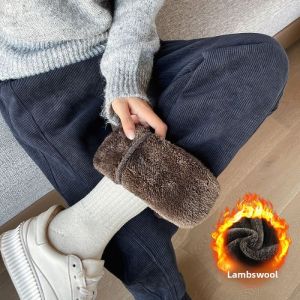HUAXUNRAN | Fashionable Moms Wide Leg Pants Woolen Fleece Lined Straight Leg