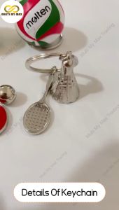 Stainless Steel Badminton Keychain