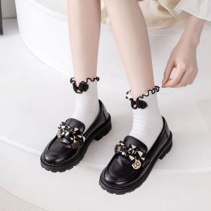 Artsy Chinese Style Traditional Buckle Tube Socks Chinese Knot Black JK Calf Socks Sweet Young Adult Ins Internet Celebrity Short Tube