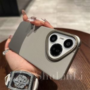 Huawei Pura70 pro Ultra Thin Matte Color Block Metal Lens Phone Case Luxury Business Dual Use for Men And Women Protective Cover