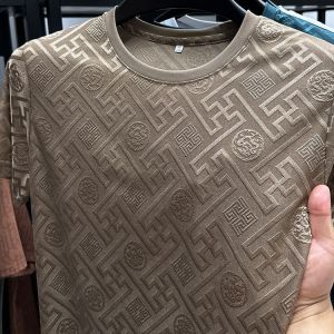 Casual Ice Silk Short Sleeve T-Shirt Mens Summer Thin Breathable Quick Dry round Neck Half Sleeve Top Loose Fit Sportswear