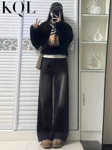 High Waist Wide Leg Denim Jeans Womens plus Size Loose Fit Floor Length Straight Cut Pants Spring Autumn New Style Slimming Effect
