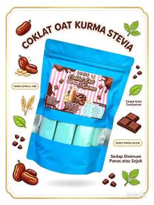 Coklat Oat Kurma Stevia (1 pack 10 sachet - Blue Pack - No Added Sugar -kenyang lama