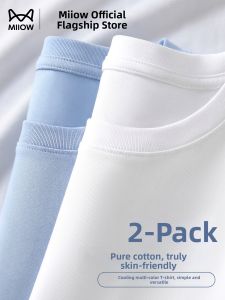 MiiOW | New White Loose Heavyweight Pure Cotton Round Neck T Shirt