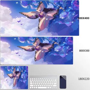 Bandai | Tấm Lót Chuột D-Demon Slayer XXL Hoa Tím - Anime Girl Gamer Desk Mat Kochou Shinobu Bàn Phím Máy Tính Xách Tay Thảm Cho PC