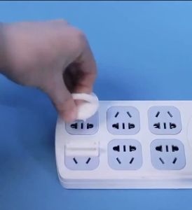 Purchase product household Anti-electric shock power socket cover Infant safety socket 2-hole plug protection cover Child safety design Socket protector Power Socket cover universal