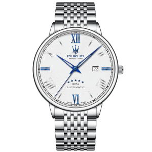 นาฬิกาข้อมือชาย แบบกลไก วัสดุเหล็ก กลไกสากล หน้าปัดแสดงวันที่ ระดับความลึกน้ำได้ 50 ฟุต แบบเรืองแสงกลางคืน นาฬิกาข้อมือแบบดั้งเดิมของจีนแผ่นดินใหญ่