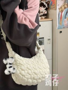 Cloud Shape Casual Dumpling Bag Womens Korean Style Versatile Crossbody Bag Heart Shape Student Commuter Bag Soft Polyester