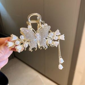 Kẹp Tóc Hình Cá Mập Tua Rua Phong Cách Cổ Điển Mới 2025 Kẹp Tóc Cao Cấp Cho Tóc Dài Kẹp Tóc Trang Trí Kẹp Tóc Hình Hoa Chuông