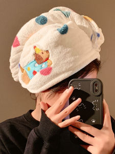 Super Absorbent Thick Coral Fleece Hair Drying Cap Womens Polka Dot Dog Cartoon Design Towel Head Wrap Quick Dry Bath Cap