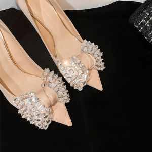 รองเท้าส้นสูงผู้หญิง ทรงหัวแหลม ด้านข้างเปิด หนังนิ่ม ดีไซน์เรียบง่าย ส้นสูง 5-8 ซม. รองเท้าส้นเดี่ยวแบบสวมสบาย