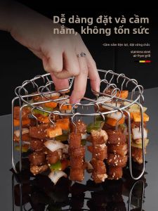 MONLEYTA | Giá treo đồ nướng bằng thép không gỉ cấp thực phẩm 304 Giỏ nướng đứng cho máy nướng không dầu BBQ Máy nướng ngoài trời cho gia đình lớn