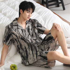 miiow | Mens Summer Pajamas Pure Cotton Breathable Moisture Wicking Thin Short Sleeve Open Cardigan Home Clothes New 2025 MiiOW Cat Person