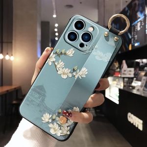 Full Coverage Silicone Phone Case with Wristband for iPhone 15 13 pro Max 12 pro Mini 11 Fashionable X Max Anti-Fall Creative SE2 Couple