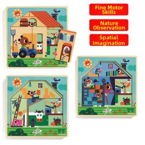Multi Layer Wooden Body Puzzle Toy Laser Smooth