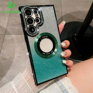 FLOVEME Luxury Diamond Gradient Glitter Clear Phone Case For Samsung Galaxy S24 Ultra S24+ S24 S23 S22 Ultra S23+ S22+ Plus Magsafe Wireless Charging Full Protection Anti-fall Soft TPU Shockproof Back Civer For Samsung S24 S23 S22