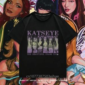 Bandai | Y2K Trend KATSEYE Graphic Tee Cotton Short Sleeve Fashion Top Boys Girls Lovely Pattern Daily Kids Casual Children Wear Shirt