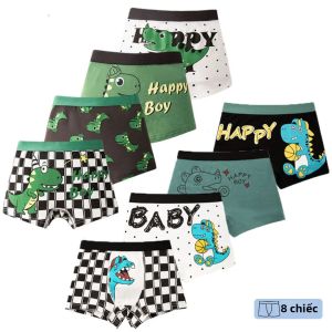 Quần Lót Boxer In Họa Tiết Khủng Long Cho Bé Trai Gói 4/8 Chiếc Chất Liệu Cotton Cao Cấp Thoáng Khí Dành Cho Bé Trai Từ 3-12 Tuổi Nhiều Màu Sắc