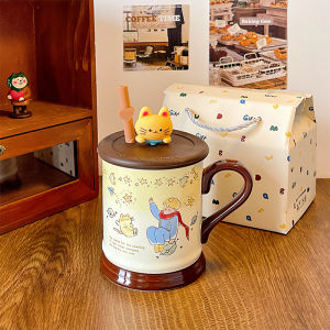 Creative Ceramic Mugs with Straws Birthday Gifts for Girlfriend Valentines Day Present Prince Series Cute Porcelain Cups