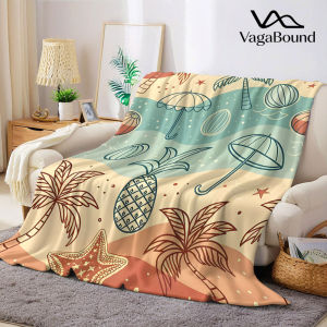 Retro Beach Tropic Flannel Blanket Warm Soft Halloween Christmas Decorative Couch Warm Cozy All-Season Gift