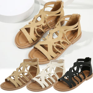 35-42 Fashion Flat Women Sandal Leather Open Toe Casual Sandals Office Wear Daily Rubber Shoes Basic Flat Shoes