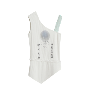 Irregular Design Color Block Print Lace Edge Waist Cinching Slimming Versatile Fashionable Womens Camisole Underwear Strap Top