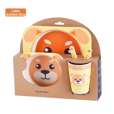 Cute Bamboo Fiber Children Tableware Set