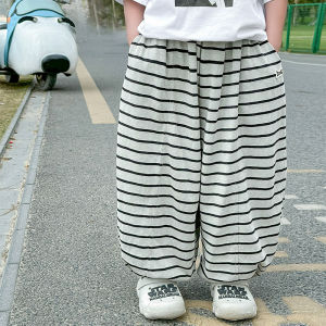 Boys Lightweight Mosquito-Resistant Pants Summer Loose Wide Leg Striped Long Trousers Breathable Comfortable Korean Style Childrens Clothing