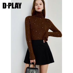 D-PLAY | Glimmering Rhinestone High-neck Sweater Fall