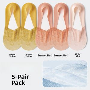 Miiow | Womens Lace Boat Socks Ultra Thin Ice Silk Anti Slip No Show Summer Socks Nylon Spandex Blend Sweet Style MiiOW Cat Person