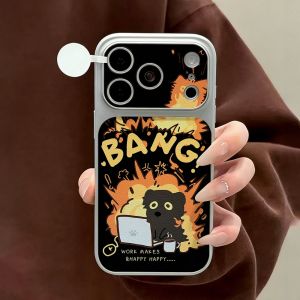 Ốp Điện Thoại Họa Tiết Da Vải Thiều Bang Cat Cho iPhone Vỏ Chống Sốc Có Dây Buộc Thiết Kế Ngộ Nghĩnh Tương Thích Với Nhiều Mẫu Mã