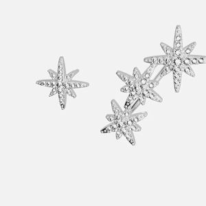 Asymmetric Three-Layer Meteorite Hexagram Earrings