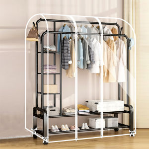 Transparent Floor Standing Clothes Hanger Dust Cover Coat Cover for Bedroom Laundry Storage Chinese Style Pure Color for Everyone