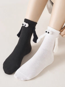 Hand-in-hand Socks Couples Magnetic Attraction Hand-holding Cute Foot-holding Socks Automatic Adhesive Mid-calf Socks